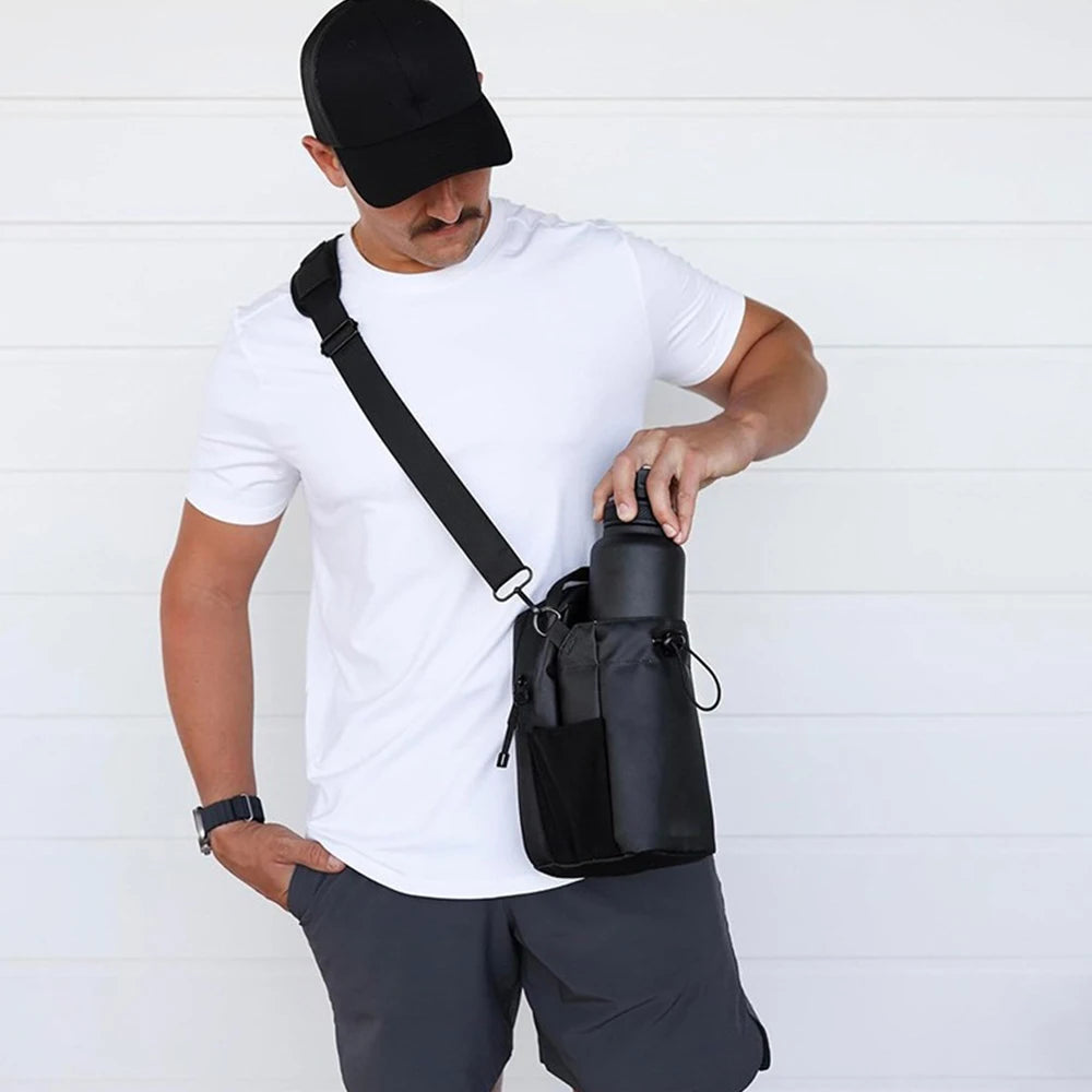 Magnetic Gym Water Bottle Bag Holder Built-In Magnet for Easy Attachment to Metal Surface Portable Water Bottle Bag for Sports